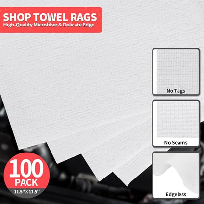 White Microfiber Cleaning Cloths (White / 100 Pack)