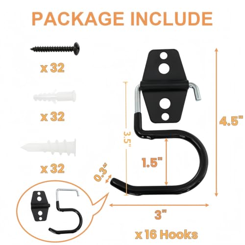 16 Pack Metal Broom Hooks