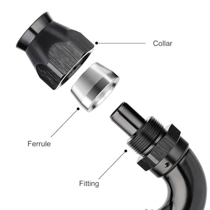 12AN 120 Degree PTFE One Piece Full Flow End Hose Fitting Aluminum Black (12AN / 120 Degree)