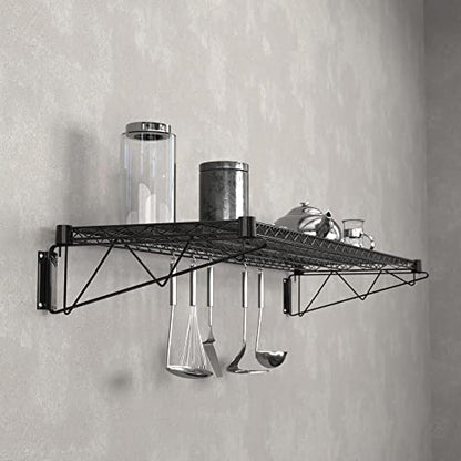 18" x 60" Black Epoxy Wire Wall Mount Shelf (Black / 18" x 60")