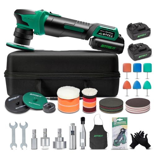 S4 Cordless Car Buffer Polisher Rotary Polisher & Dual Action Polisher with 2pcs 12V 2.5Ah Batteries 1&3inch Mini Car Detailing Polishing Kit (S4 Simplified set)