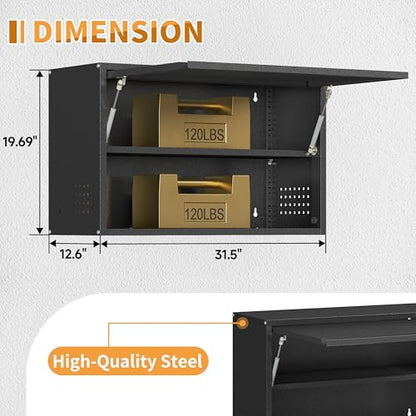 Metal Garage Wall Cabinet with Up (Black / 19.7"H Wall Cabinet(1-Door))
