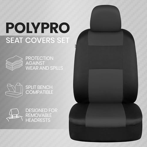 PolyPro 2 Pack Front Car Seat Covers Set in Charcoal (2 Fronts Only-Charcoal Gray)