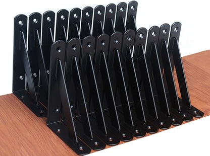 20 Pack L6 x H 4" Black Heavy Duty Shelf Brackets with Screws Metal Shelf Brackets Shelf Support Angle Brackets for Shelves L Brackets Heavy Duty Floating Shelf (20 Pack-Black / 6''x4'')