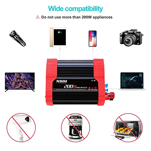 200W Car Power Inverter (200W Red)