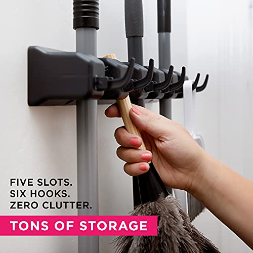 Combo 5 Slot Broom Holder w (1 Pack w/ Small Broom Holder / Black)