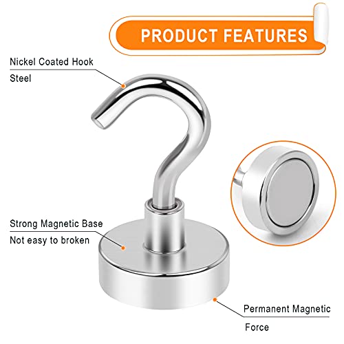 Magnetic Hooks 30Lbs+ Strong Magnetic Hook for Cruise Cabins (Silver / 4Pack-30LB)