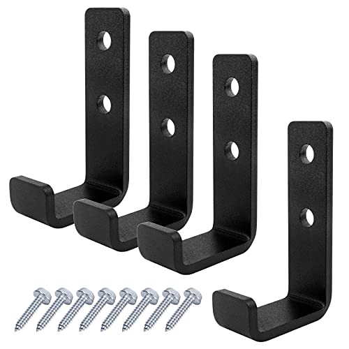 4 Pack 1-5/8" Heavy Duty Steel J Hook, Wall Mount Garage Hanging Bracket (1-5/8 Inch)