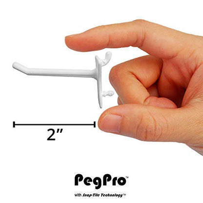 PegPro® 2" Hooks Kit for Standard “Wood Fiber” pegboard (2" Straight - 24 Count / White)
