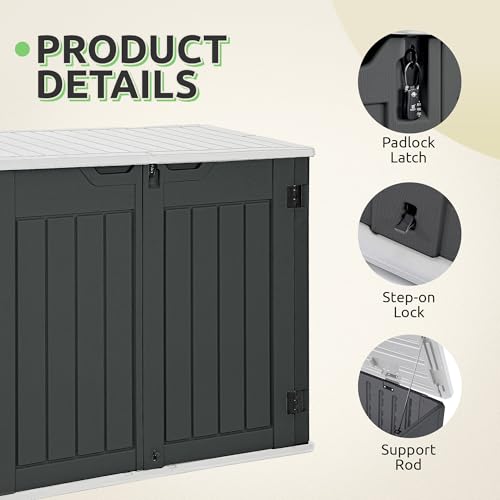 Horizontal Shed with Padlock Latch (Dark Gray)