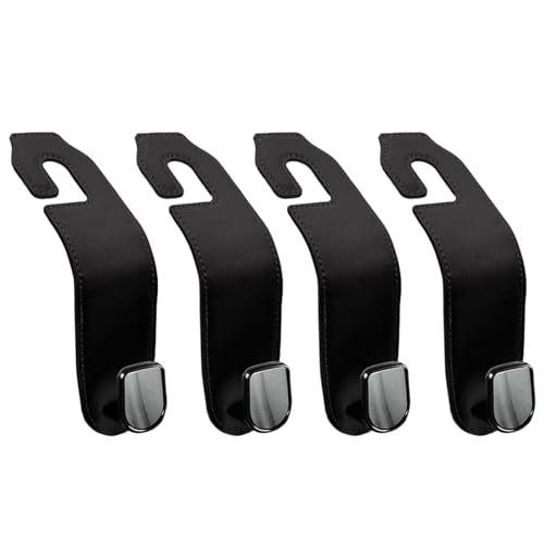 Leather Seat Headrest Hook (Black / 4 Pack)