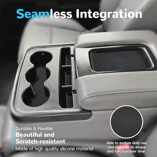 Silicon Organizer Tray Mat Compatible with Silverado 1500 BenchSeats (Black / 5 piece/set)