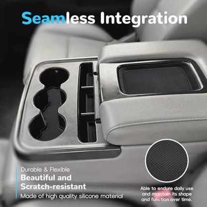 Silicon Organizer Tray Mat Compatible with Silverado 1500 BenchSeats (Black / 5 piece/set)