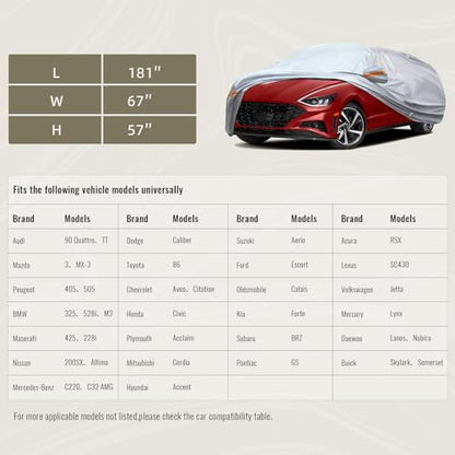 6 Layers Full Car Cover for Sedan (Orange reflective strip / Sedan-S ( Fit for Sedan 165"- 181" ))