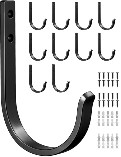 10 Pack 22LB Wall Hooks for Hanging Towel (Black / 10 Pack)