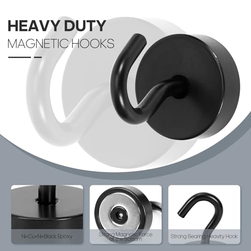 Magnetic Hooks Steel Tube Design for Cruise (Black / 40lb Magnetic Hooks)