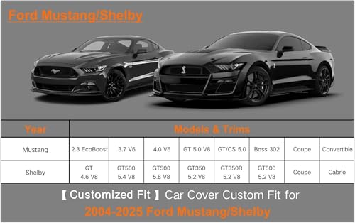 6 Layers Waterproof Car Cover for Ford Mustang (LM-Silver / 28. Custom Fit Ford Mustang)
