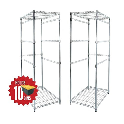 5 Tier Steel Tote Rack for 27 Gallon Bins (2 Pack / Silver)