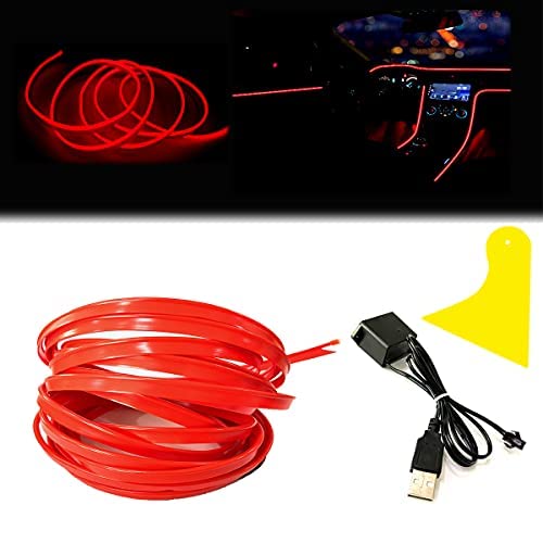 El Wire Red Interior Car LED Strip Lights (Red / 3 M)
