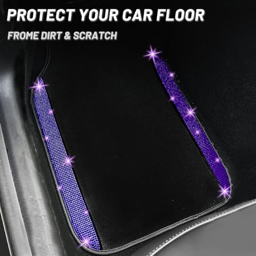 Purple Violet Bling Car Floor Mats Full Set (Purple Violet Diamond / Car Floor Mats (4 Pieces))