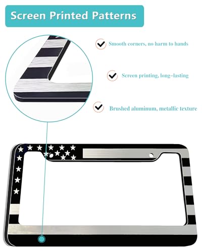 American Flag License Plate Frame (Black Aluminum)