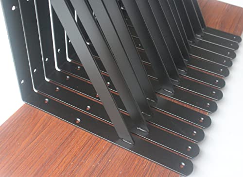 30 Pack L18 x H 12" Black Heavy Duty Shelf Brackets with Screws Metal Shelf Brackets Shelf Support Angle Brackets for Shelves L Brackets Heavy Duty Floating Shelf (30 Pack-Black / 18''x12'')