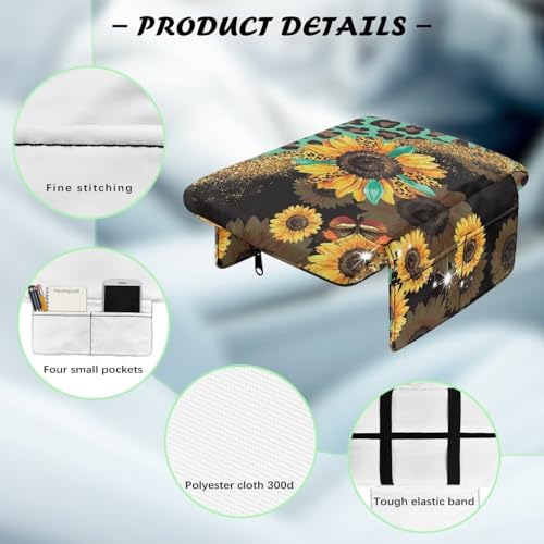 Sunflower Leopard Print Green Car Center Console Pad Comfortable Anti (Sunflower Leopard Print Green)