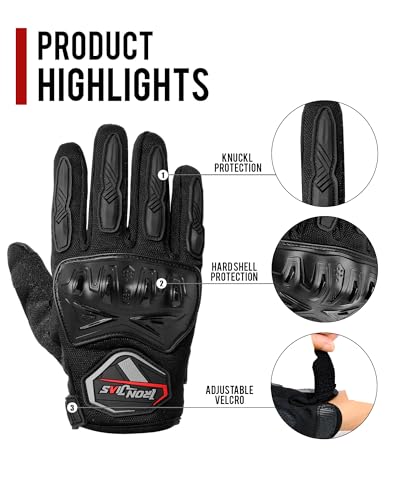 Summer Motorcycle Gloves for Men and Women Touchscreen Biker Gloves (X-Large / 016-Black)