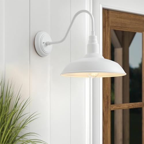 14 Inch Dome Outdoor Gooseneck Barn Light Fixture for Farmhouse (White / 14" Dome)