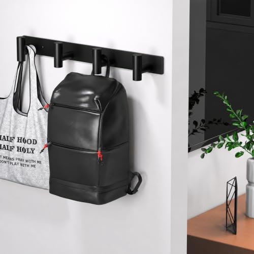 Wall Mounted Coat Rack ("T" Shape 4 Hooks - 1 Pack / Black)
