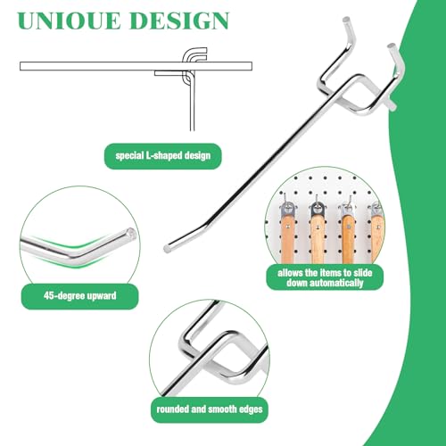 50Pcs 4" 10CM Pegboard Hooks Assortment Set (4 Inches / Silver)