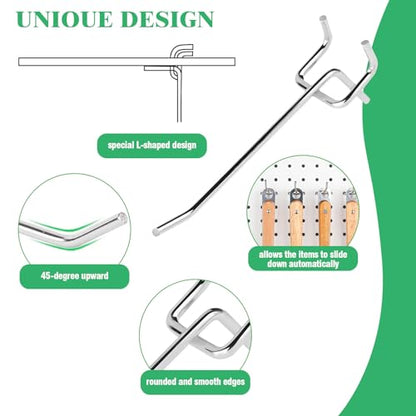 50Pcs 4" 10CM Pegboard Hooks Assortment Set (4 Inches / Silver)