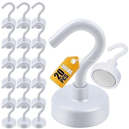 Magnetic Hooks 20pcs 30lbs+ Cruise Essentials 2026 Magnet Hook White (White / 0.63in)