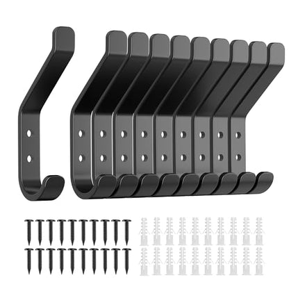 10 Pack Coat Hook for Hanging (Black / 10 Pack)