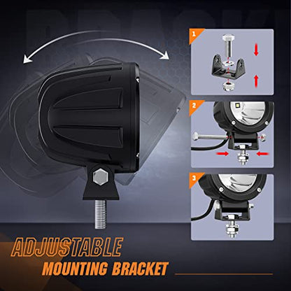 2 PCS 3 Inch Spot Round Amber Motorcycle LED Pods (2Pcs Amber Lights+Wiring harness)