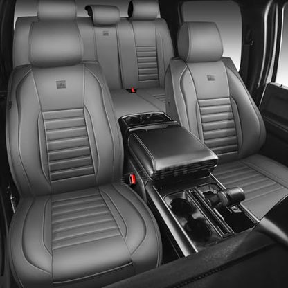 Nappa Leather Car Seat Covers Full Set (Gray Leather / Full Set)