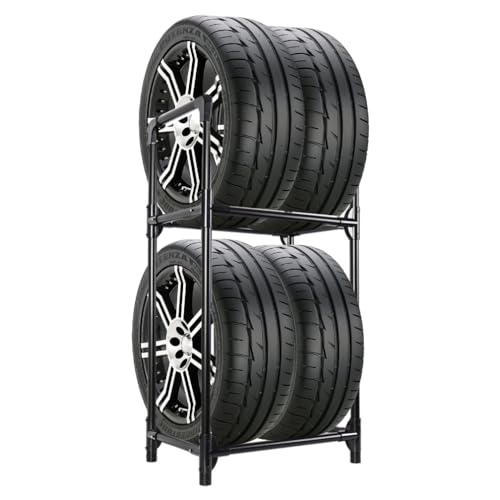 Tire Rack Tire Storage Rack Stand Garage Storage Shelf Organizer (Black / 22.51'' X 14.16'' X 45.11'')