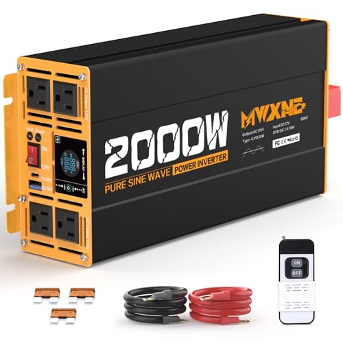 2000W Pure Sine Wave Inverter 12V DC to 110V 120V AC Car Converter for RV Truck Off (2000w-12v)