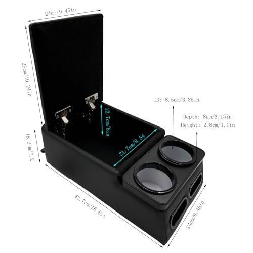 Car Center Console with Cup Holders (Black)