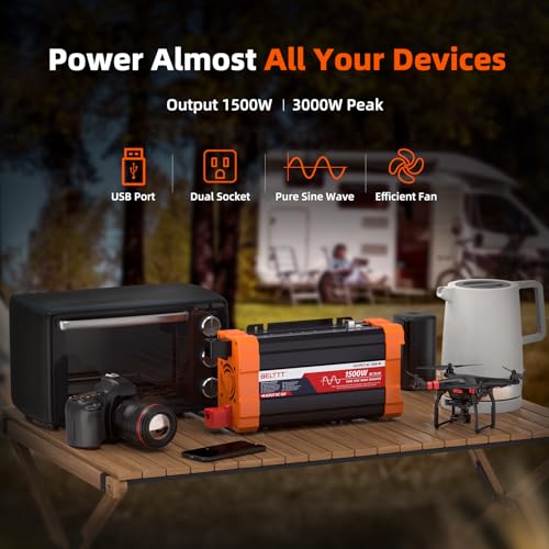 1500W Pure Sine Wave Inverter 12V to 110V Converter (1500W)