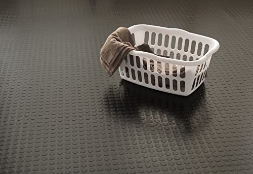 Seamless Sheet Vinyl Shed Flooring Cover with Bonded Fibrous Backing (8' x 8' / Midnight Black)