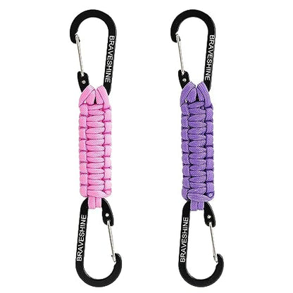 Paracord Keychain Carabiner Clip (1 Pink 1 Purple)