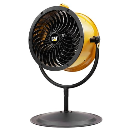 fans - 14”-Blade High-Velocity Pedestal Drum Fan Industrial Grade (Yellow, 4-in-1): 2,300 CFM, 4-Speed, 360 Degree Adjustable Tilt, Dual Ball Bearing Motor with Die-Cast Cover (HVPD-14AC) (Yellow / Pedestal)