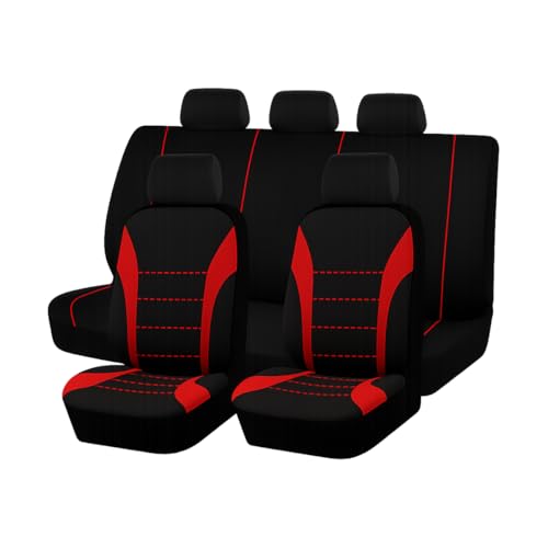 Polyester Full Car Seat Cover Set with Sponge Padding (Red/Black)
