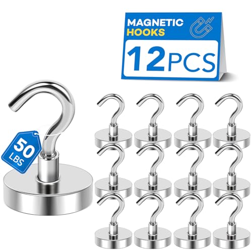 Magnetic Hooks Magnet Hook for Cruise Cabins 50LBS (Silver / 0.78in)