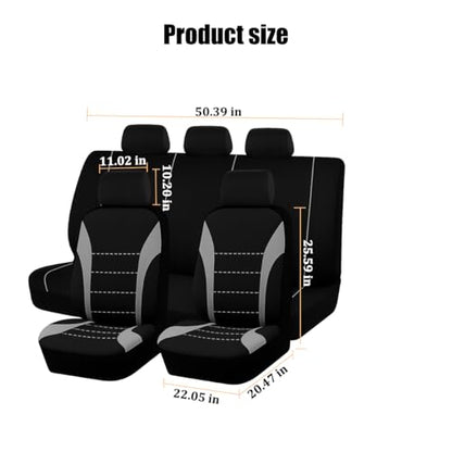 Polyester Full Car Seat Cover Set with Sponge Padding (Gray/Black)
