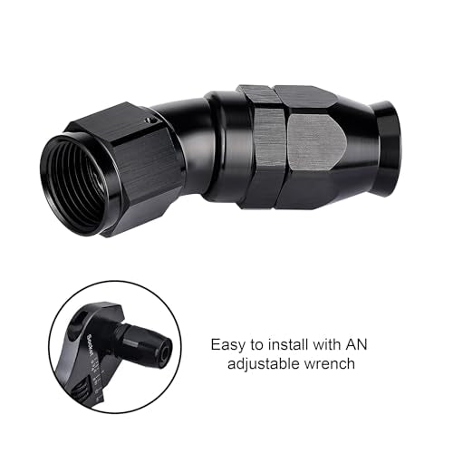 12AN 30 Degree PTFE One Piece Full Flow End Hose Fitting Aluminum Black (12AN / 30 Degree)