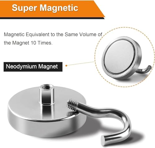 Magnetic Hooks 20pcs 170lbs Cruise Essentials 2026 Magnet Hook (Silver / 1.42in)