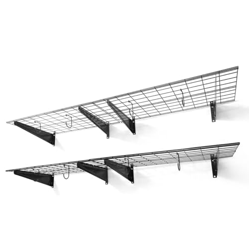 Garage Shelving Wall Mounted 72x18 Inch (Black)