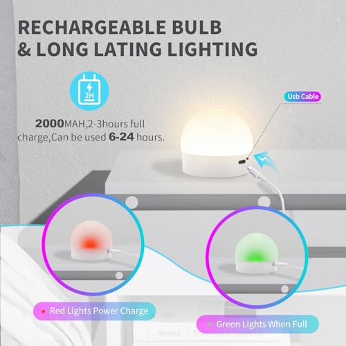 E26 Magnetic Rechargeable Light Bulbs with Remote (2000mAH-4PK)